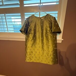 Chelsea & Violet Olive Star Embroidered Dress Snowflake Viral Dress